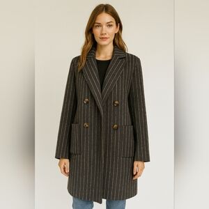 Chic Double-Breasted Striped Trench Coat